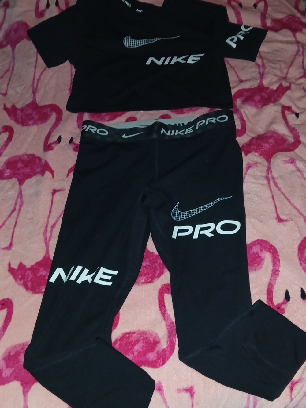 New Without Tags Nike Black Two-Piece Pro with White Logos